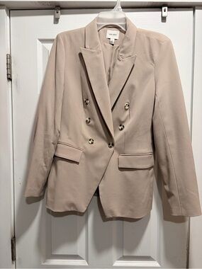 Nine West Light Taupe Double-Breasted Blazer